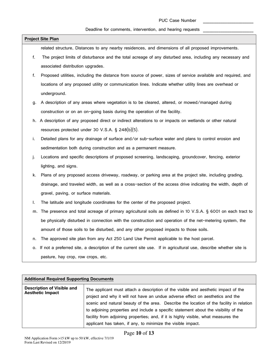 Net-Metering Application Form - Vermont, Page 10