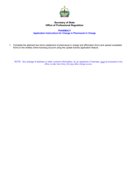 Non-resident Pharmacy Change in Pharmacist in Charge Application - Vermont