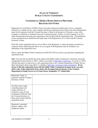 Document preview: Commercial Mobile Radio Service Provider Registration Form - Vermont