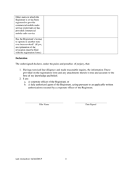 Commercial Mobile Radio Service Provider Registration Form - Vermont, Page 3
