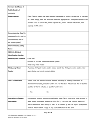 Vermont Renewable Energy Standard Tiers I and II Qualification Registration Form - Vermont, Page 3