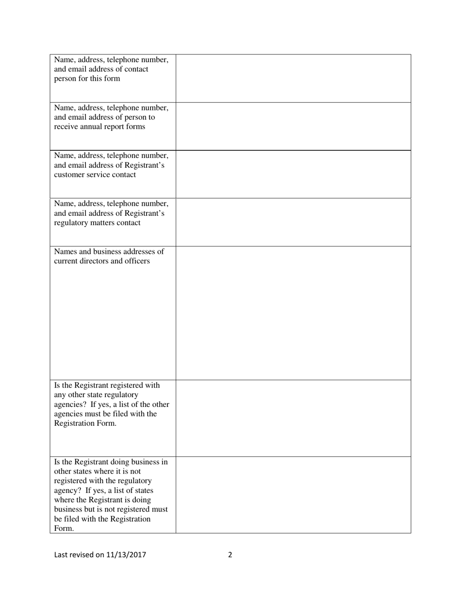 Telecommunications Billing Aggregator Registration Form - Vermont, Page 2