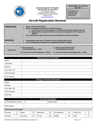 Document preview: Aircraft Registration Renewal - Virginia