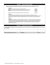 Part 2 Aircraft Registration Application - Commercial Fleet/Noncommercial Dealer Fleet - Aircraft Information - Virginia, Page 3