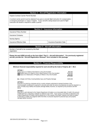 Part 1 Aircraft Registration Application Commercial Fleet/Noncommercial Dealer Fleet - Owner Information - Virginia, Page 2