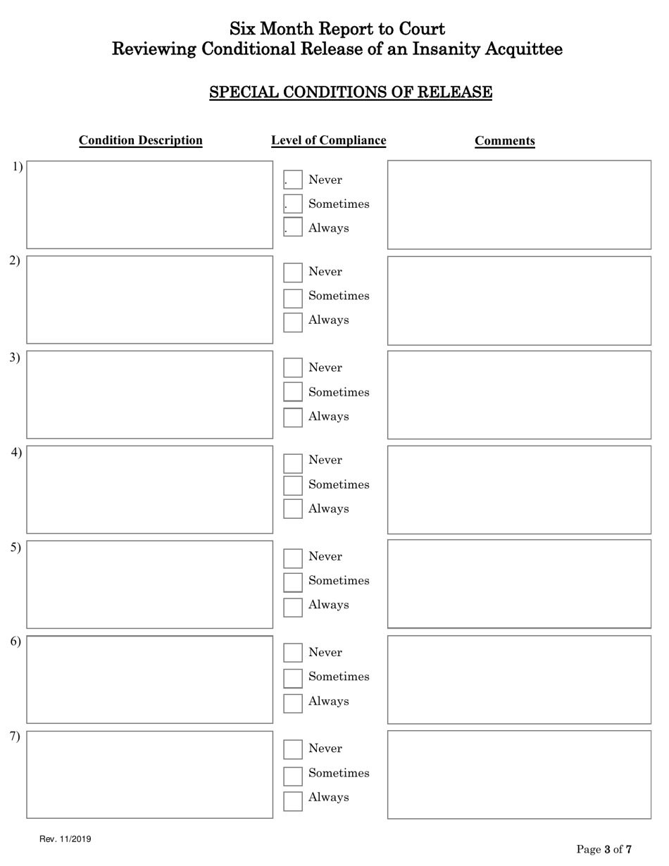 Six Month Report to Court Reviewing Conditional Release of an Insanity Acquittee - Virginia, Page 3
