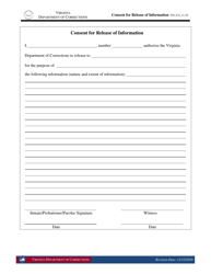 Form 14 &quot;Consent for Release of Information&quot; - Virginia
