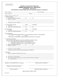Report of Sanitation Inspection Dbhds-Residential Services - Virginia