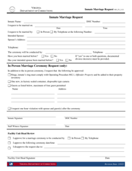 Form 1 &quot;Inmate Marriage Request&quot; - Virginia