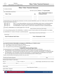 Form 4 &quot;Minor Visitor Notarized Statement&quot; - Virginia