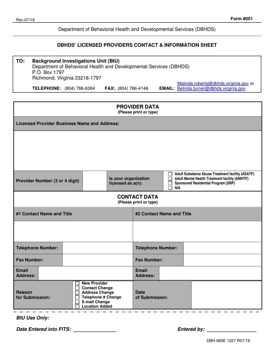 Form 001 - Fill Out, Sign Online and Download Printable PDF, Virginia ...