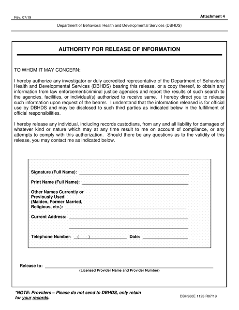 Attachment 4 Authority for Release of Information - Virginia