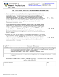 Application for Reinstatement of a Rprs Registration - Virginia, Page 4