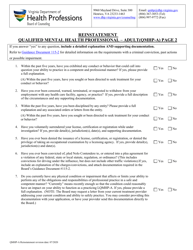 Reinstatement - Qualified Mental Health Professional - Adult (Qmhp-A) - Virginia, Page 3