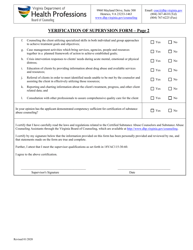 Certified Substance Abuse Counselor (Csac) Verification of Supervision Form - Virginia, Page 2