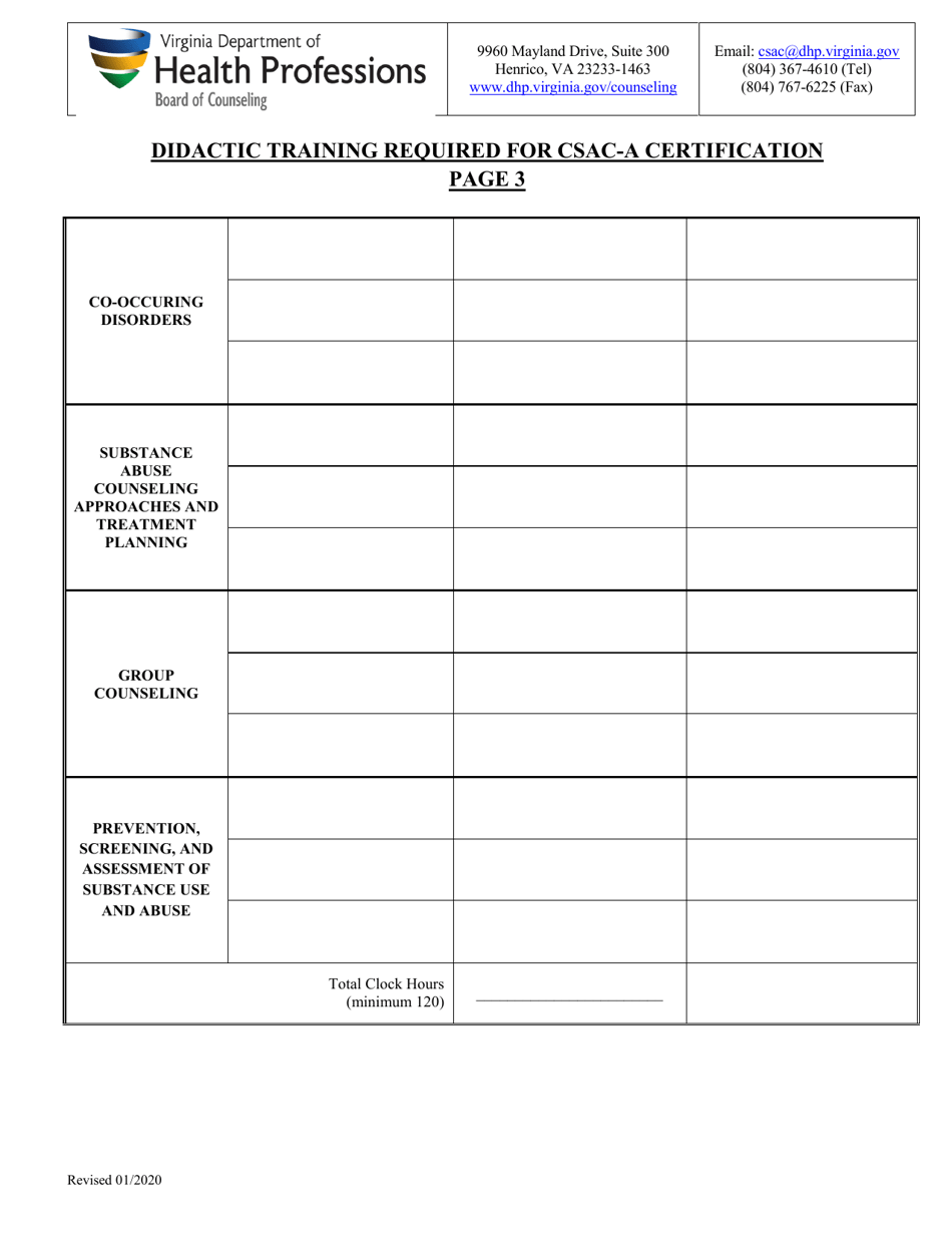 Didactic Training Required for Csac-A Certification - Virginia, Page 3