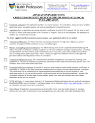 Document preview: Application for Certified Substance Abuse Counselor Assistant (Csac-A) by Examination - Virginia