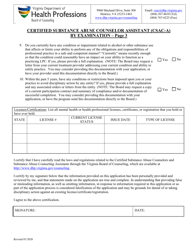 Application for Certified Substance Abuse Counselor Assistant (Csac-A) by Examination - Virginia, Page 4