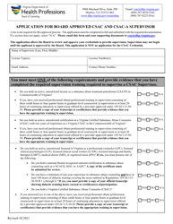 Document preview: Application for Board Approved Csac and Csac-A Supervisor - Virginia