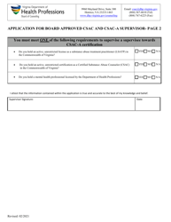 Application for Board Approved Csac and Csac-A Supervisor - Virginia, Page 2