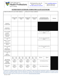 Document preview: Supervision Summary Form for Lsatp Licensure - Virginia