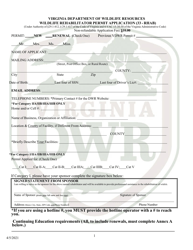 Wildlife Rehabilitator Permit Application (33 - Rhab) - Virginia