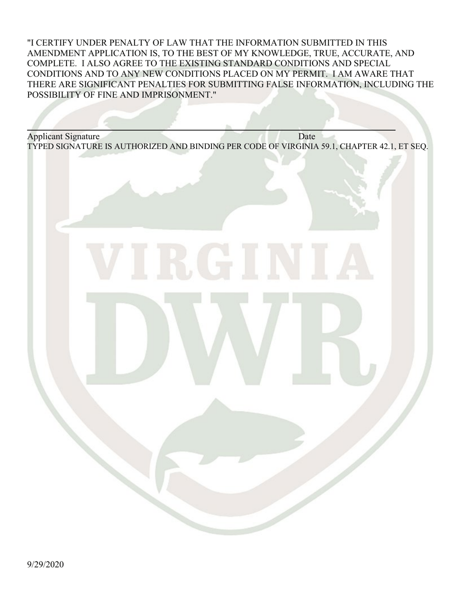 Supplemental Amendment Form for: Virginia Scientific Collection, Research, Survey Permit / Salvage Permit / Threatened  Endangered Species Collection Permit - Virginia, Page 5