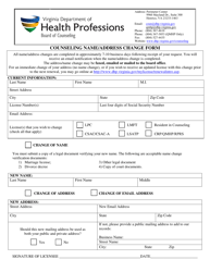 Document preview: Counseling Name/Address Change Form - Virginia