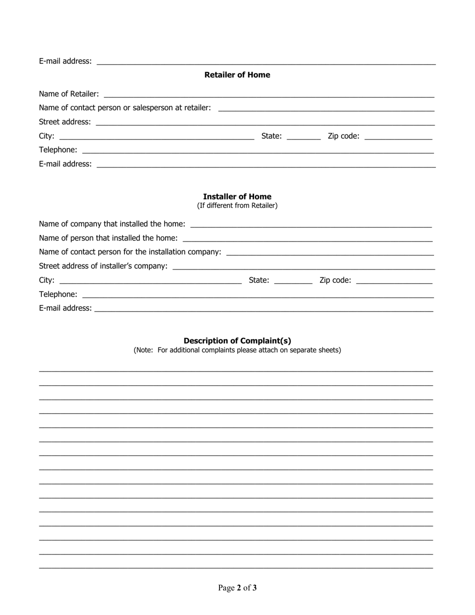 Virginia Manufactured Home Consumer Complaint Form - Fill Out, Sign ...