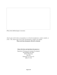 Industrialized Building Consumer Complaint Form - Virginia, Page 3