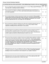 Application to Reinstate a Pharmacy Technician Registration - Virginia, Page 3