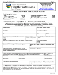 Application for a Pharmacy Permit - Virginia