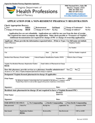 Application for a Non-resident Pharmacy Registration - Virginia