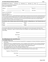 Application for a Non-resident Wholesale Distributor Registration - Virginia, Page 2