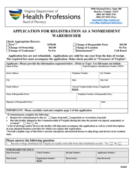 Document preview: Application for Registration as a Non-resident Warehouser - Virginia