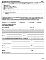 Application for Registration as a Non-resident Medical Equipment Supplier - Virginia, Page 2