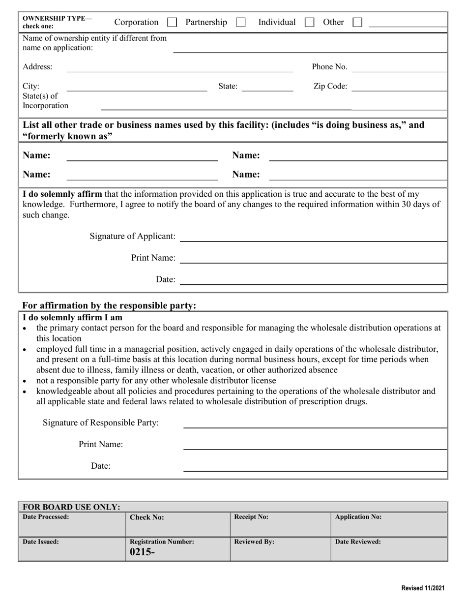 Virginia Application for License as a Wholesale Distributor - Fill Out ...