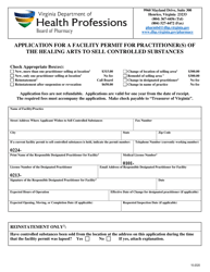 &quot;Application for a Facility Permit for Practitioner(S) of the Healing Arts to Sell Controlled Substances&quot; - Virginia