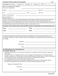 Application for a Non-resident Third Party Logistics Provider Registration - Virginia, Page 2