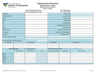 Medical Equipment Supplier Inspection Report - Virginia