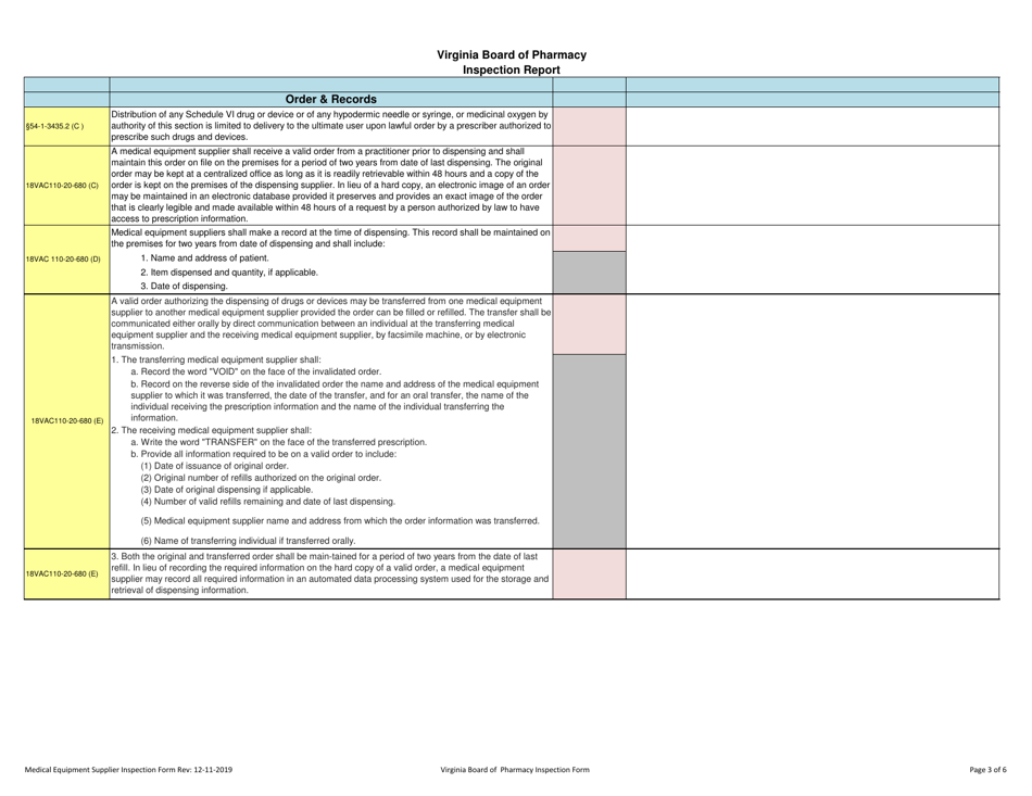 Medical Equipment Supplier Inspection Report - Virginia, Page 3