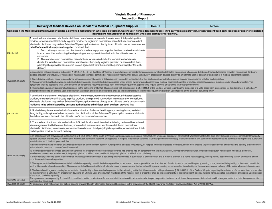 Medical Equipment Supplier Inspection Report - Virginia, Page 4