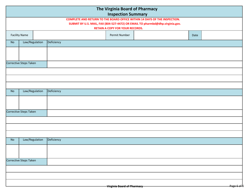Medical Equipment Supplier Inspection Report - Virginia, Page 6
