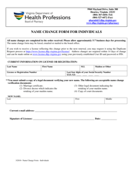 Document preview: Name Change Form for Individuals - Virginia