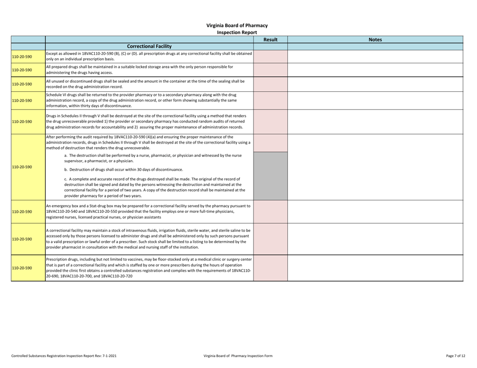 Virginia Controlled Substances Registration Inspection Report - Fill ...