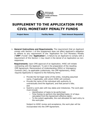 Document preview: Supplement to the Application for Civil Monetary Penalty Funds - Texas