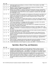 Form F621-125-000 Acceptance Inspection Scheduling Checklist (Electric &amp; Hydraulic Elevators) - Washington, Page 2