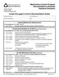 Document preview: Form F621-123-000 Maintenance Control Program Documentation & Records - Hydraulic Elevators - Washington