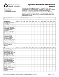 Form F621-123-000 Maintenance Control Program Documentation &amp; Records - Hydraulic Elevators - Washington, Page 2