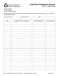 Form F621-123-000 Maintenance Control Program Documentation &amp; Records - Hydraulic Elevators - Washington, Page 6